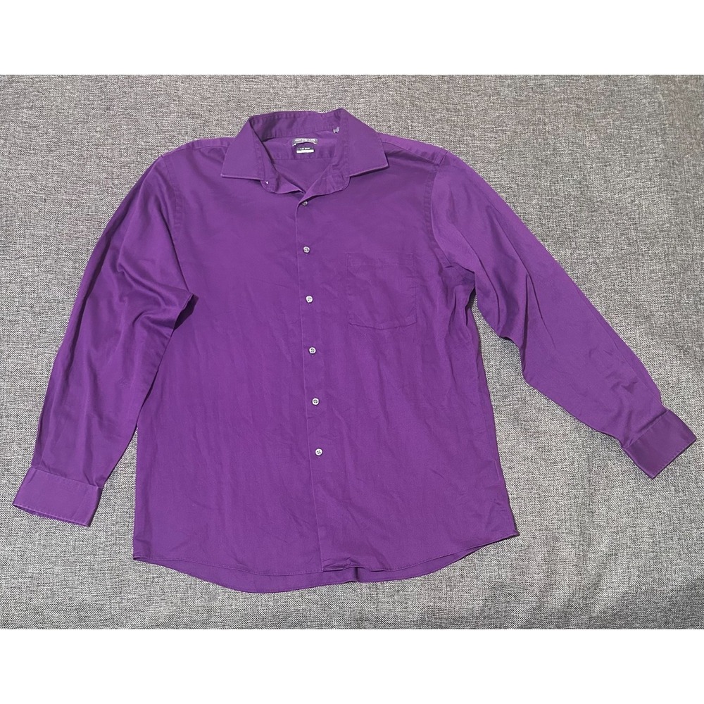 Van Heusen‎ Regular Fit Men's 16 1/2 34/35 Purple Long Sleeve Shirt